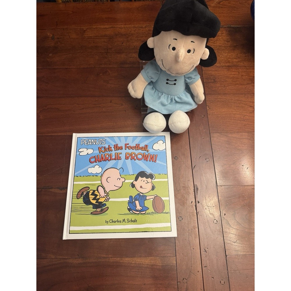 Set of 2 Peanuts‎ Lucy 12" Plush & Snoopy, Charlie Brown Football Book